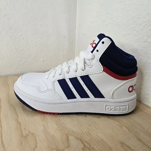 Adidas Kids HOOPS 3.0 MID Cloud White/Victory Blue  GZ9647 Basketball Shoes.