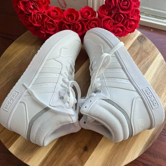 Adidas Kids Hoops Mid 3.0 Big Kid Boy's Shoes Sz 6 White Gray GW0401