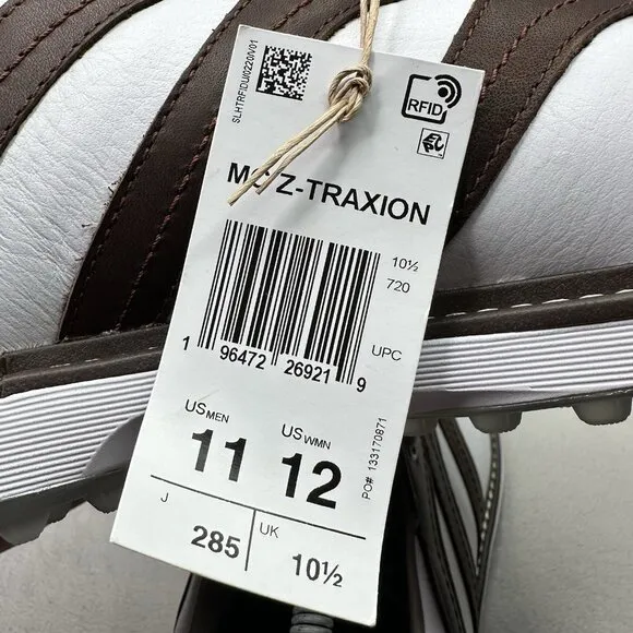 adidas MC-Z Traxion Mens Golf Shoes White Leather Spikeless Lace-Up NEW