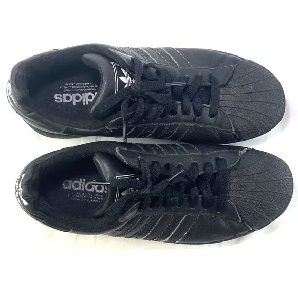 Adidas Men's 6 Shoes Originals SuperStars 2006 Blackout Leather Sneakers 698001