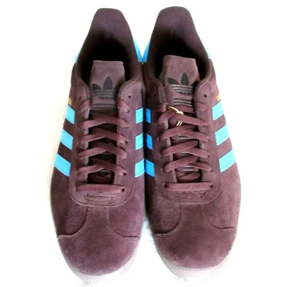 Adidas Men's Gazelle Shadow Brown Sky Rush Blue Sneakers Sizes NIB JH5392