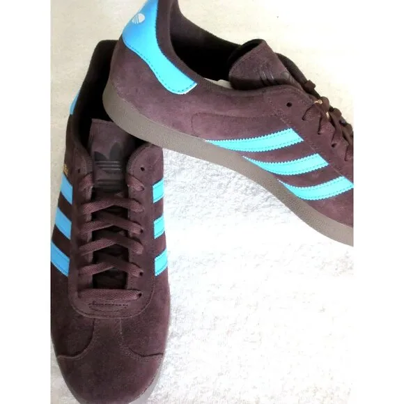 Adidas Men's Gazelle Shadow Brown Sky Rush Blue Sneakers Sizes NIB JH5392