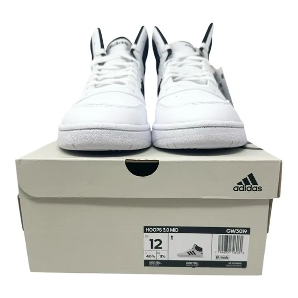 Adidas Men’s Hoops 3.0 Mid GW3019 White/Black Size 12