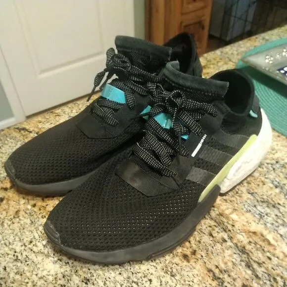 Adidas Mens Shoes Size 10 Sneakers Pod-S3.1 Black Black White Blue Neon AQ1059