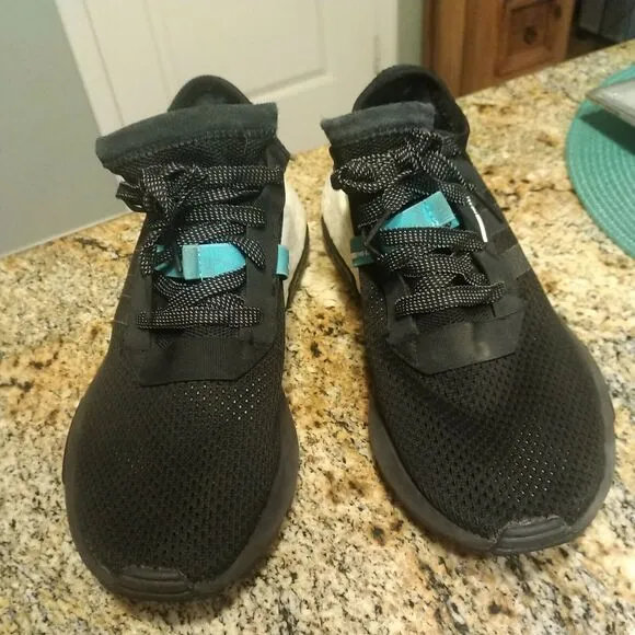 Adidas Mens Shoes Size 10 Sneakers Pod-S3.1 Black Black White Blue Neon AQ1059
