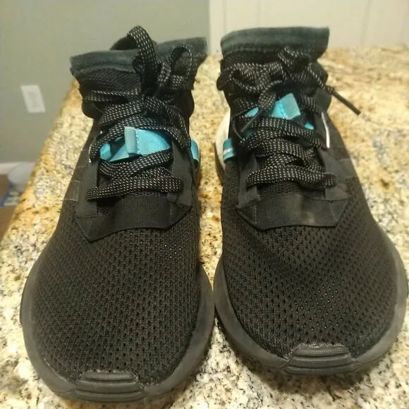 Adidas Mens Shoes Size 10 Sneakers Pod-S3.1 Black Black White Blue Neon AQ1059
