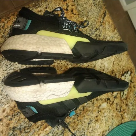 Adidas Mens Shoes Size 10 Sneakers Pod-S3.1 Black Black White Blue Neon AQ1059