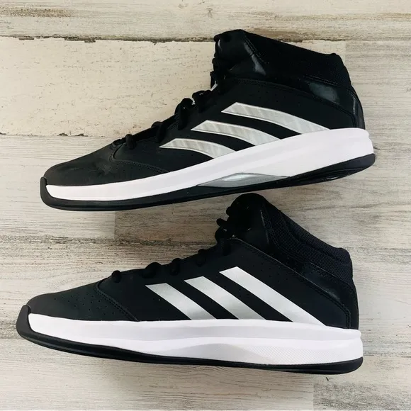 adidas Men’s Size 10 Isolation 2 Mid Lace Up Basketball Shoes In Black/Silver
