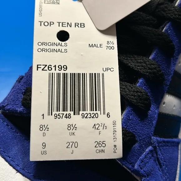 Adidas Mens Ten Rb Perforated High Sneakers Shoes - Black, Blue, Green, White 9