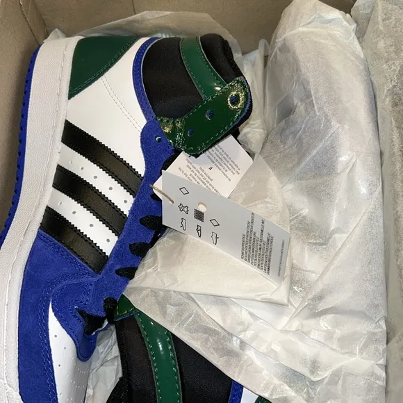 Adidas Mens Ten Rb Perforated High Sneakers Shoes - Black, Blue, Green, White 9