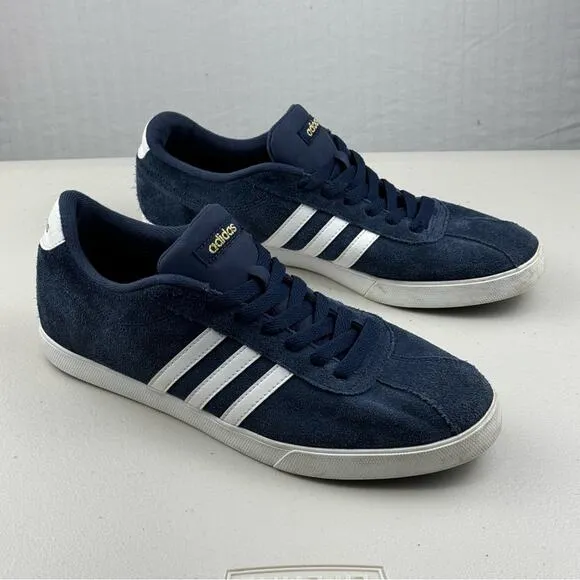Adidas Neo Courtset Sneakers Suede Collegiate Navy Blue/White Shoes Men Size 10