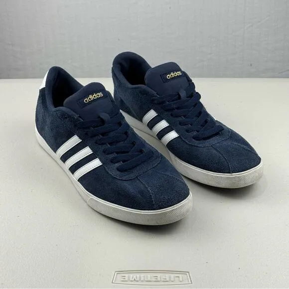 Adidas Neo Courtset Sneakers Suede Collegiate Navy Blue/White Shoes Men Size 10