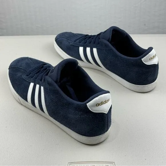 Adidas Neo Courtset Sneakers Suede Collegiate Navy Blue/White Shoes Men Size 10