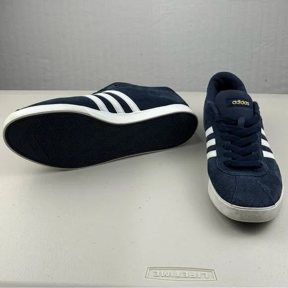 Adidas Neo Courtset Sneakers Suede Collegiate Navy Blue/White Shoes Men Size 10