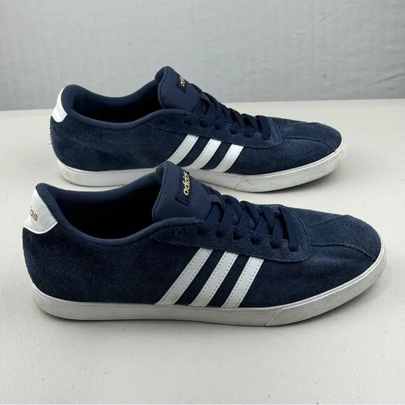 Adidas Neo Courtset Sneakers Suede Collegiate Navy Blue/White Shoes Men Size 10
