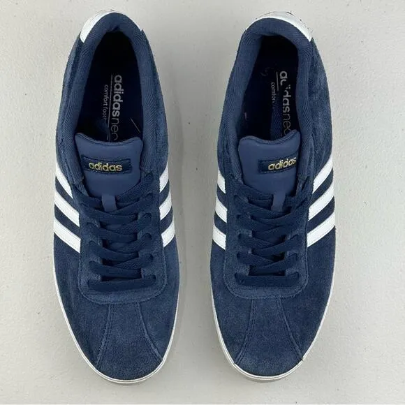 Adidas Neo Courtset Sneakers Suede Collegiate Navy Blue/White Shoes Men Size 10