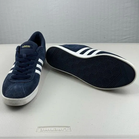Adidas Neo Courtset Sneakers Suede Collegiate Navy Blue/White Shoes Men Size 10