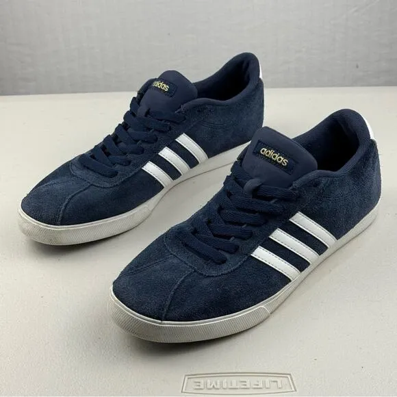 Adidas Neo Courtset Sneakers Suede Collegiate Navy Blue/White Shoes Men Size 10