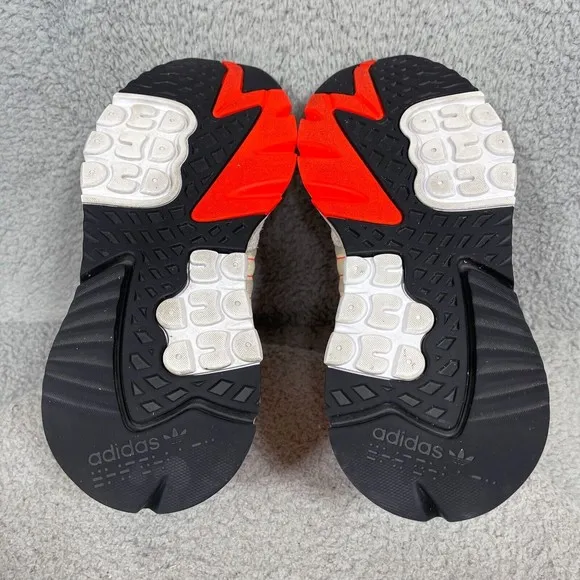 adidas Nite Jogger Morse Code Mens Size 7 Running Shoes Sneakers White Red