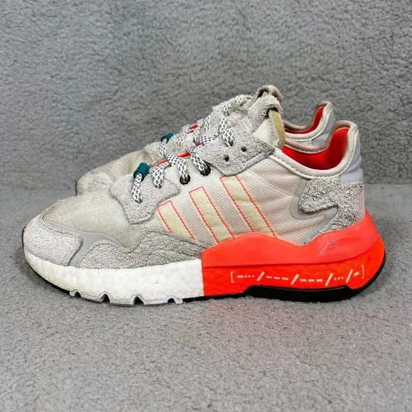 adidas Nite Jogger Morse Code Mens Size 7 Running Shoes Sneakers White Red