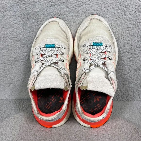 adidas Nite Jogger Morse Code Mens Size 7 Running Shoes Sneakers White Red