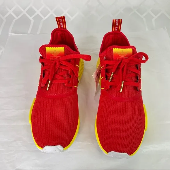 Adidas NMD R1 Beijing Casual Shoes Sneakers Red Yellow Men's Size 13 FY1262