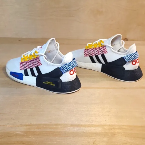 Adidas NMD R1 V2 Logo Print Cloud White Multicolored Athletic Sneakers