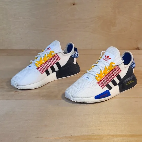 Adidas NMD R1 V2 Logo Print Cloud White Multicolored Athletic Sneakers