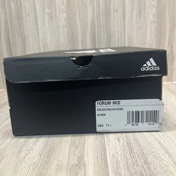 Adidas Originals Forum Mid Athletic Black Gum Suede Shoes GZ4620 Men's Sz 11.5