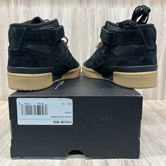 Adidas Originals Forum Mid Athletic Black Gum Suede Shoes GZ4620 Men's Sz 11.5