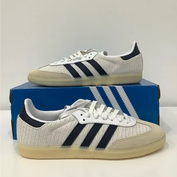 Adidas Originals Samba Knitted Mesh Shoes White Navy JH5633 Men Sizes
