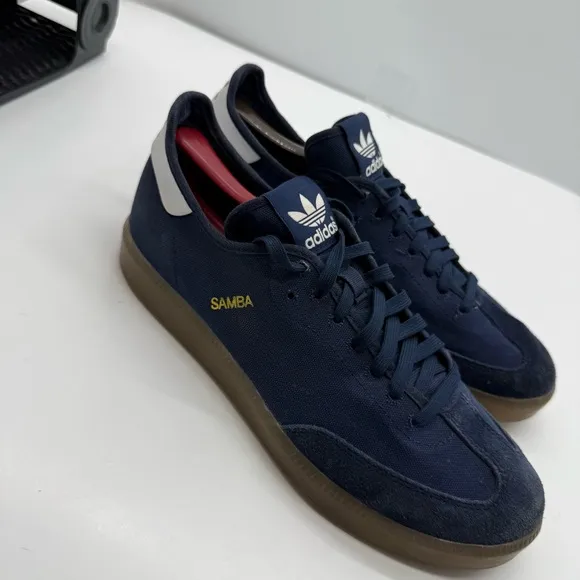 Adidas Originals Samba MC Mens 9 Blue Canvas Shoes Sneakers Gum Soccer C77859