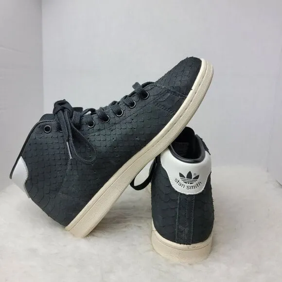 Adidas Originals Stan Smith Mid Womens Lace Up Black Leather Shoes BB4863 Size 9