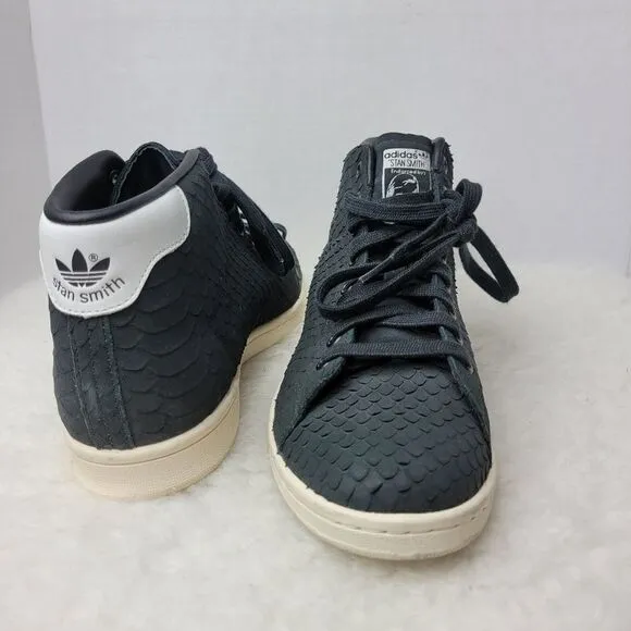 Adidas Originals Stan Smith Mid Womens Lace Up Black Leather Shoes BB4863 Size 9