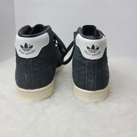 Adidas Originals Stan Smith Mid Womens Lace Up Black Leather Shoes BB4863 Size 9