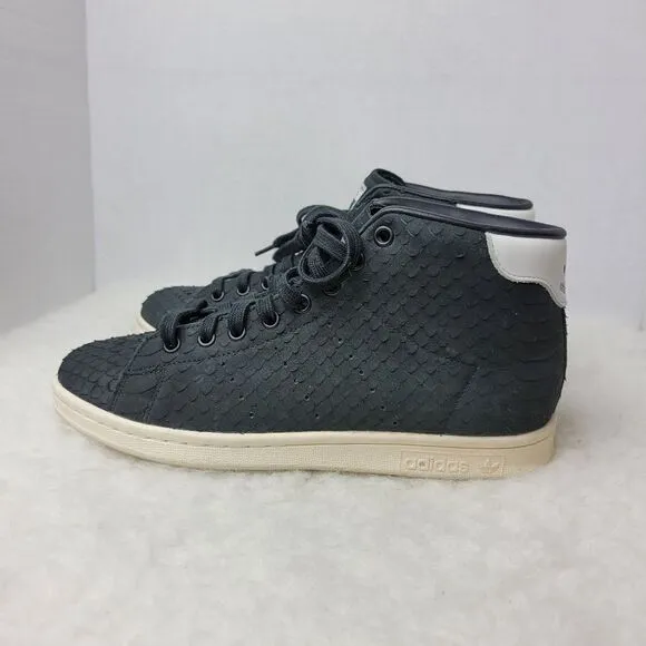 Adidas Originals Stan Smith Mid Womens Lace Up Black Leather Shoes BB4863 Size 9
