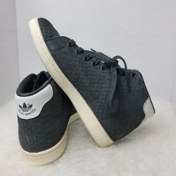 Adidas Originals Stan Smith Mid Womens Lace Up Black Leather Shoes BB4863 Size 9