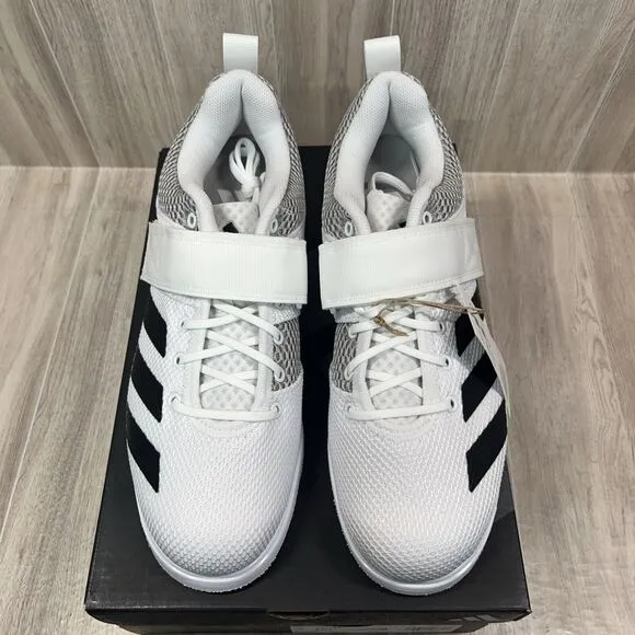 Adidas Powerlift 5 White Black Synthetic Lace Up Weightlifting Shoes Men’s Sz 11