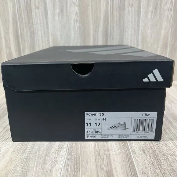 Adidas Powerlift 5 White Black Synthetic Lace Up Weightlifting Shoes Men’s Sz 11