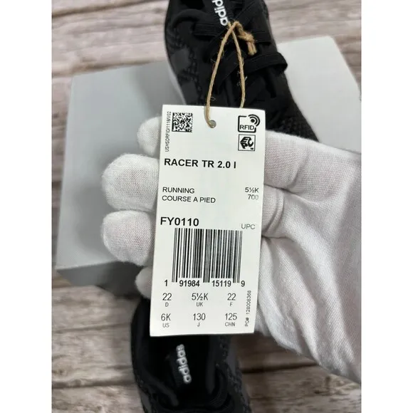 Adidas Racer TR 2.01 FY0110 Running Shoes Baby 6 Black White Athletic Sneakers