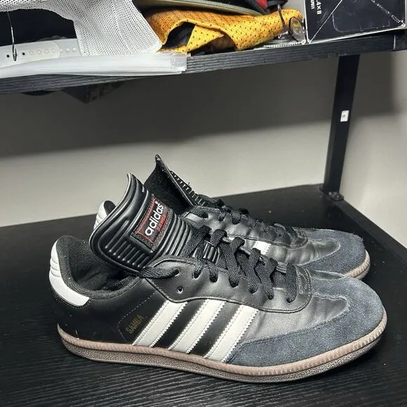 Adidas Samba Men’s Size 9 Classic Black White Leather Casual Shoes Sneakers