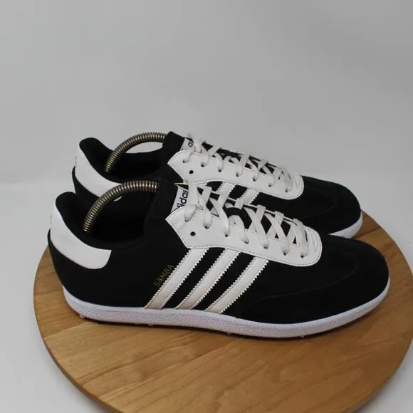 Adidas Shoes Mens 9 Samba Golf Spikes Black White Performance Retro 3 Stripes