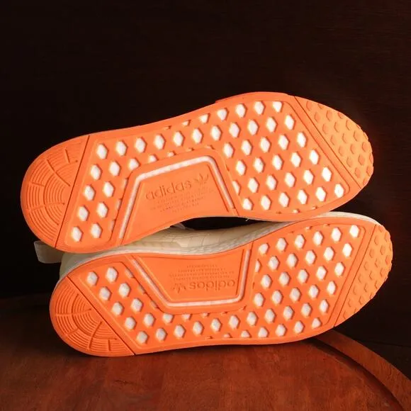 Adidas Sneakers Mens Size 10 Cream Screaming Orange NMD R1 Boost Athletic Shoes