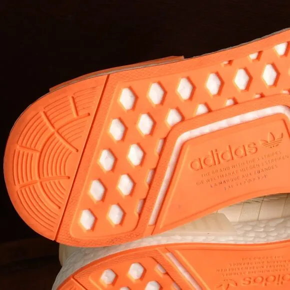 Adidas Sneakers Mens Size 10 Cream Screaming Orange NMD R1 Boost Athletic Shoes