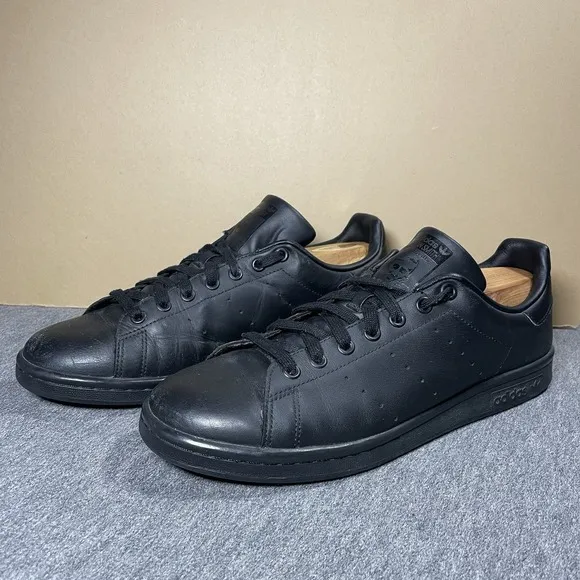 Adidas Stan Smith Triple Black Casual Sneaker Shoes M20327 Mens Size 10.5