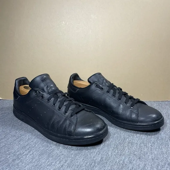 Adidas Stan Smith Triple Black Casual Sneaker Shoes M20327 Mens Size 10.5