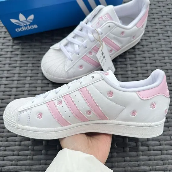 Adidas Superstar J Cloud White Pink Kid's Athletic Shoes IG7015 Size 6