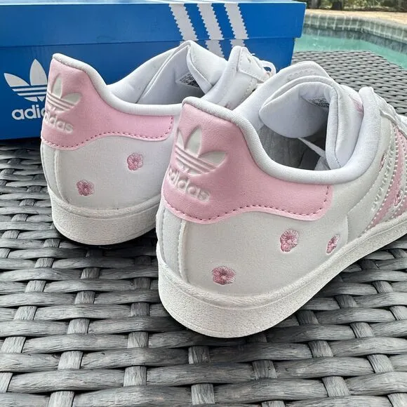 Adidas Superstar J Cloud White Pink Kid's Athletic Shoes IG7015 Size 6