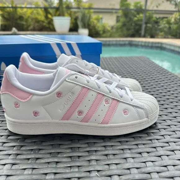 Adidas Superstar J Cloud White Pink Kid's Athletic Shoes IG7015 Size 6