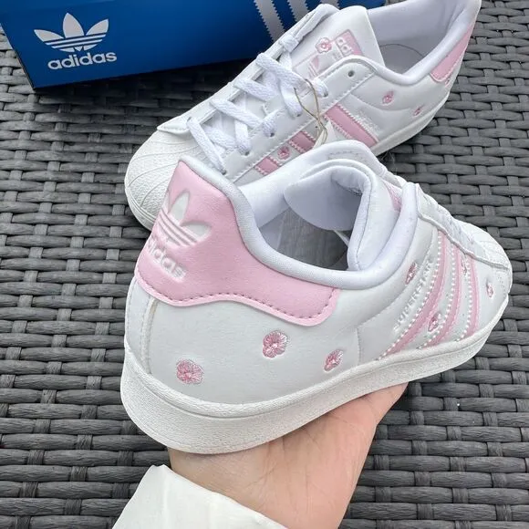 Adidas Superstar J Cloud White Pink Kid's Athletic Shoes IG7015 Size 6